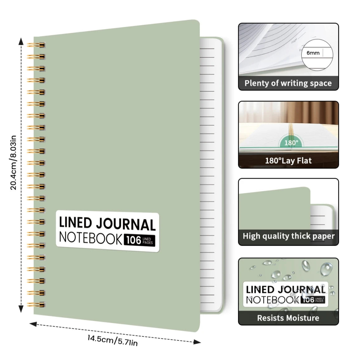 Green Lined Prayer Journal with Bible verse stickers - view 2