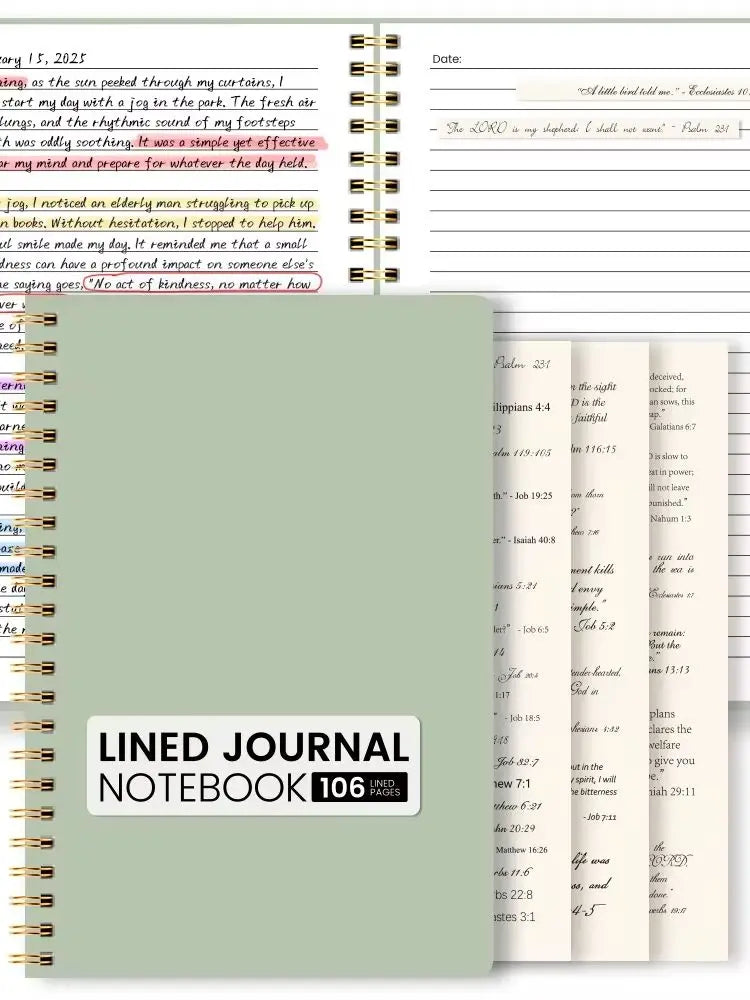 Green Lined Prayer Journal with Bible verse stickers - view 7